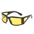 Black square cycling sunglasses with yellow lenses and side window vision design - Black Frame Yellow Lens