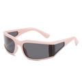 Futuristic square wrap sunglasses with matte light pink frames and dark grey lenses - Pink Frame Grey Lens