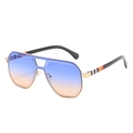 Oversized aviator sunglasses with gold frame and blue-orange gradient lenses - One Size / Gold Frame Blue Tea Lens