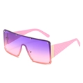 Übergroße quadratische Sonnenbrille mit lila-rosa Verlauf und gestepptem Bügeldesign - Rosa Rahmen Lila Gläser