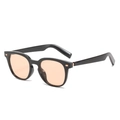 Retro-Sonnenbrille mit schwarzem Rundrahmen und hellorangen, transparenten Brillengläsern - Schwarzer Rahmen Hellrosa Gläser