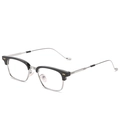 Vintage square semi-rimless glasses frame in black and silver metal finish - Black and Silver