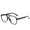 Classic black pilot frame glasses with double bridge design and transparent lenses - Regular / Black Frame Clear Lens
