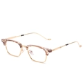 Montatura occhiali quadrata semi-rimless in tartaruga caffè e metallo dorato lucido - Montatura Oro Marrone