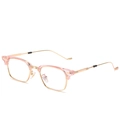 Retro square semi-rimless eyeglass frames in transparent pink and gold metal - Transparent Pink