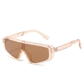 Oversized champagne wrap-around sunglasses with brown lenses and metal rivet accents - Champagne Frame Tea Lens