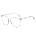 Modern transparent cat-eye blue light blocking glasses frame with round large lenses - Grey Frame