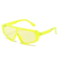 Neon yellow transparent one-piece oversized sunglasses with studded temple accents - Green Frame Yellow Lens