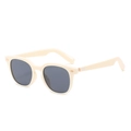 Lunettes de soleil rondes à la mode blanc crème avec verres noirs et détails dorés - En stock / Monture crème standard avec verres gris