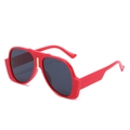 Oversized bright red square sunglasses with dark grey lenses and gold bridge detail - Red Frame Grey Lens