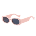 Lunettes de soleil ovales rose pâle avec branches ondulées et verres gris foncé - Monture Rose Lentille Grise