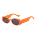 Trendy bright orange round sunglasses with unique wavy geometric temples for women - Orange Frame Gray Lens