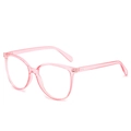 Occhiali cat eye rosa trasparente con lenti anti luce blu e dettagli in metallo - Montatura Rosa Lente Chiara