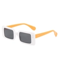 Retro rectangle sunglasses with white frame and contrasting bright yellow temples - White Frame Gray Lens