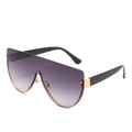 Lunettes de soleil oversize à verres dégradés violets et détails dorés - Monture Dorée Verres Gris Dégradés