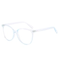 Transparent light blue cat-eye anti-blue light glasses frame with rivet details - Blue Frame Clear Lens