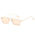 Retro rectangular gold metal sunglasses with light orange tinted lenses in 45-degree view - Ready Stock / Standard (Incl. 13% VAT) Gold Frame with Light Brown Lenses