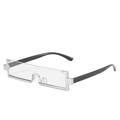 Futuristic rectangular rimless sunglasses with silver metal bridge and clear lenses - Silver Frame Clear Lenses