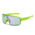 Lunettes de cyclisme vert néon avec verres surdimensionnés colorés et coupe-vent - En stock / Monture verte classique avec verres verts
