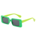 Green rectangular thick frame sunglasses with bright green temples and grey lenses - Green Frame Grey Lens