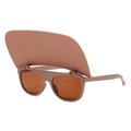 Unique flip-up shield sunglasses in matte earth brown tone for outdoor sun protection - Tea Frame Tea Lens (Tea Hat)
