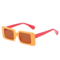 Retro rectangle sunglasses with bright orange-yellow frame and pink temples - Yellow Frame Tea Lens