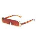 Rectangle sunglasses with reddish-brown lenses, gold accents and tortoiseshell frames - Gold Frame Tea Lens