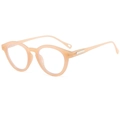 Montatura tonda retrò beige con eleganti accenti metallici laterali sulle aste - Rosa Gelatina