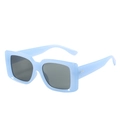 Sky blue retro square frame sunglasses with dark grey lenses and golden dot details - Jelly Blue Frame Gray Lens