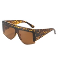 Flat top shield sunglasses featuring tortoise shell frames and brown lenses for women - Leopard Frame / Tea Lens