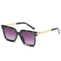 Lunettes de soleil carrées avec monture marbre vert foncé et verres dégradés violets - Monture Noire Verte Verres Dégradés Gris