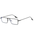 Classic matte black rectangle sunglasses with slim metal frames and ergonomic temples - Ready Stock / Standard Black Frame Clear Lenses