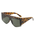 Flat top oversized sunglasses featuring classic tortoiseshell frame and dark grey lenses - Leopard Frame Dark Green Lens