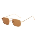 Lunettes de soleil rectangulaires rétro monture dorée et verres marron pour femme - En stock / Monture dorée standard avec verres marron