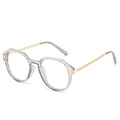 Occhiali anti-luce blu ottagonali con montatura grigio trasparente e stanghette dorate - Grigio Trasparente