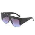 Oversized wrap sunglasses with thick black frame and purple-blue gradient lenses - Black Frame Grey Blue Lens