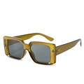 Chic olive green square sunglasses with thick frames and dark lenses for women - Jelly Green Frame Grey Lens