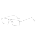 Silver metal rectangular sunglasses with sleek minimalist frame and transparent lenses - Ready Stock / Standard Silver Frame with Clear Lenses