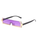 Futuristic square sunglasses with translucent purple lenses and black temples - Gold Frame Purple Lens