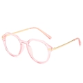 Occhiali poligonali anti-luce blu in resina rosa trasparente con stanghette dorate - Rosa Trasparente