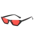 Narrow cat-eye sunglasses with sleek black frames and transparent red lenses - Glossy Black Frame Wine Red Lens