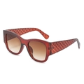 Stylish amber square sunglasses with classic woven texture temples and gradient brown lenses - Tea Frame Double Tea Gradient Lens