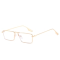 Sleek rectangular gold metal frame glasses with unique hollow drop-shaped temple tips - Ready Stock / Standard Gold Frame with Clear Lenses