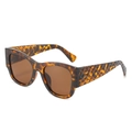 Retro tortoiseshell cat-eye sunglasses with woven texture temples and brown lenses - Leopard Frame Brown Lens