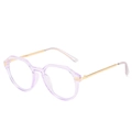 Chic polygonal light purple eyewear frame with slim gold metal temples and clear lenses - Transparent Purple