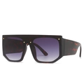 Oversized tortoise shell sunglasses with purple gradient lenses and gold rivets - Leopard Frame Gradient Grey Lens