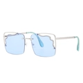Occhiali da sole squadrati senza montatura con lenti azzurre a forma di nuvola e metallo argento - Taglia unica / Montatura Argento Lente Blu