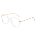 Stylish transparent square frame glasses with slim gold metal legs and anti-blue light lens - Transparent Frame
