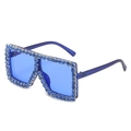 Square oversized kids sunglasses with blue rhinestones and transparent blue lenses - Ready Stock / Standard Blue Frame with Blue Rhinestones