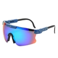 Lunettes de soleil sport polarisées avec monture bleue mouchetée et verres arc-en-ciel - Vert